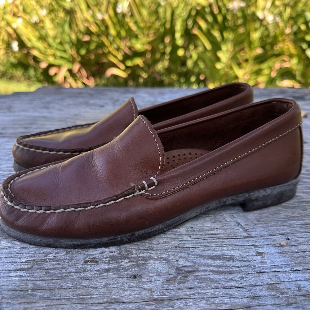 Dexter Leather Boat Shoes Brown Women’s 8 M Moccasin Toe deck Loafers slip 950